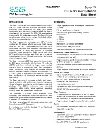 Solo-1TM PCI Audiodrive® Solution Data Sheet