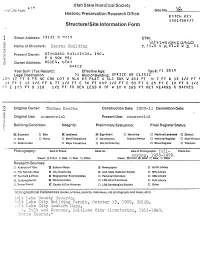 Structure/Site Information Form Spring. 1978-1979