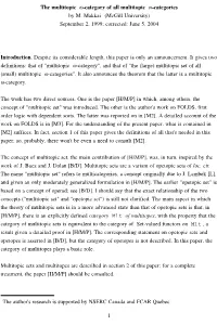 The Multitopic Ω–Category of All Multitopic Ω–Categories by M. Makkai (Mcgill University) September 2, 1999; Corrected: June 5, 2004
