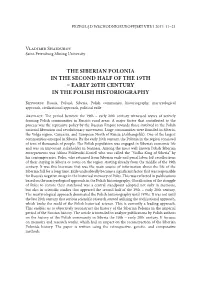 The Siberian Polonia in the Second Half of the 19Th – Early 20Th Century in the Polish Historiography