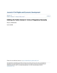 Defining the Public Interest in Terms of Regulatory Necessity