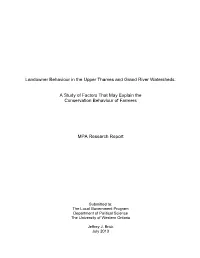 Landowner Behaviour in the Upper Thames and Grand River Watersheds: a Study of Factors That May Explain the Conservation Behavio