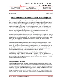 Measurements for Loudspeaker Modeling Files