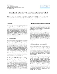 Near Earth Asteroids with Measurable Yarkovsky Effect