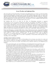 Severe Weather and Lightning Policy