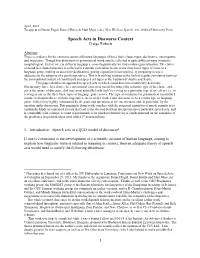 Speech Acts in Discourse Context Craige Roberts