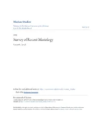 Survey of Recent Mariology Eamon R