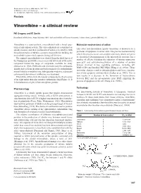 Vinorelbine Is a Semi-Synthetic Vinca-Alkaloid with a Broad Spec- Molecular Mechanisms of Action Trum of Anti-Tumour Activity