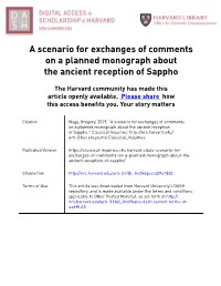 A Scenario for Exchanges of Comments on a Planned Monograph About the Ancient Reception of Sappho