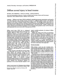 Diffuse Axonal Injury in Head Trauma