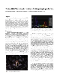 Optimal LED Selection for Multispectral Lighting Reproduction