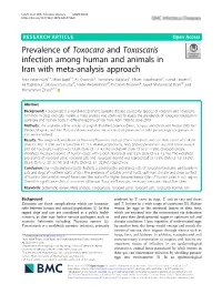 Prevalence of Toxocara and Toxascaris Infection Among Human and Animals in Iran with Meta-Analysis Approach