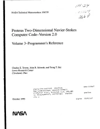 Proteus Two-Dimensional Navier-Stokes Computer Code-Version 2.0