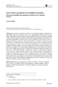 Screw and Lie Group Theory in Multibody Dynamics Recursive Algorithms and Equations of Motion of Tree-Topology Systems
