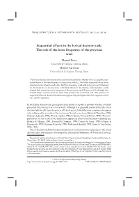 Sequential Effects in the Lexical Decision Task: the Role of the Item Frequency of the Previous Trial