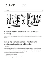 A How to Guide on Modern Monitoring and Alerting Syslog-Ng, Riemann