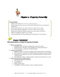 Chapter 2– Property Ownership