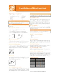 Installation and Finishing Guide