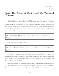 Nets, the Axiom of Choice, and the Tychonoff Theorem