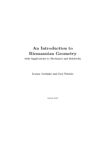 An Introduction to Riemannian Geometry with Applications to Mechanics and Relativity