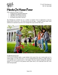 Class 14 Notes: Hands-On Human Power