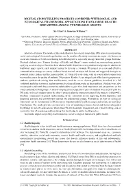 Digital Storytelling Projects Combined with Social and Ecological Framework Applications to Examine Health Disparities Among Vulnerable Groups