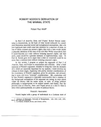 Robert Nozick's Derivation of the Minimal State