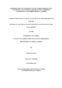 Determination of Nutritive Values of Browsable Plants Utilised by Cattle During the Dry Season in Sibbinda Constituency of Zambezi Region - Namibia
