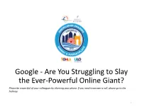 Playing the Google Game What's Your Strategy?