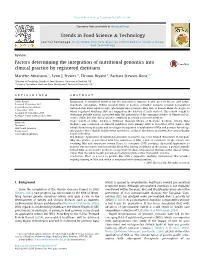 Factors Determining the Integration of Nutritional Genomics Into Clinical Practice by Registered Dietitians