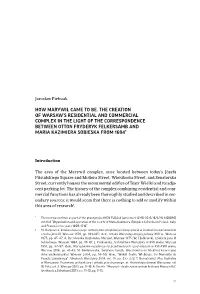 How Marywil Came to Be. the Creation of Warsaw's Residential and Commercial Complex in the Light of the Correspondence Betwee