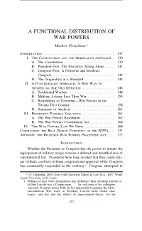 A Functional Distribution of War Powers