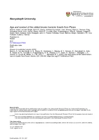 Aberystwyth University Age and Context of the Oldest Known