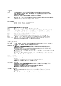 Degrees Languages Competence Development Courses Latest Positions