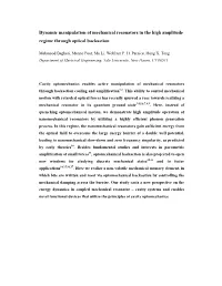 Dynamic Manipulation of Mechanical Resonators in the High Amplitude Regime Through Optical Backaction