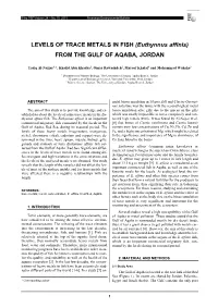 LEVELS of TRACE METALS in FISH (Euthynnus Affinis) from the GULF of AQABA, JORDAN