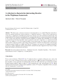A Criterion to Characterize Interacting Theories in the Wightman Framework