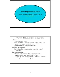 Handling Unwanted Email What Are the Main Sources of Junk Email?