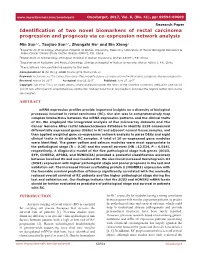 Identification of Two Novel Biomarkers of Rectal Carcinoma Progression and Prognosis Via Co-Expression Network Analysis