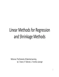 Linear Methods for Regression and Shrinkage Methods