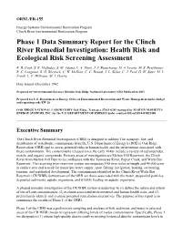 Phase 1 Data Summary Report for the Clinch River Remedial Investigation: Health Risk and Ecological Risk Screening Assessment