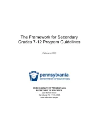Secondary Grades 7-12 Program Framework Guidelines