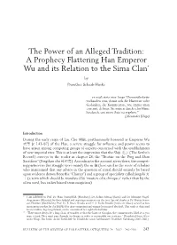 The Power of an Alleged Tradition: a Prophecy Flattering Han Emperor Wu and Its Relation to the Sima Clan*