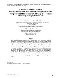 A Review on Current Status of Facility Management Practices in Building