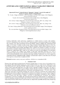 Attitudes and Computational Skills Validation Through Calculator Utilization