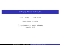 Category Theory in Coq 8.5