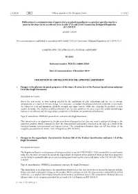 Publication of a Communication of Approval of a Standard Amendment to a Product Specification for a Name in the Wine Sector As R