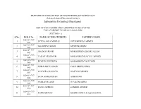 Student Roll List 2019-20