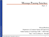 Message Passing Interface Part - I