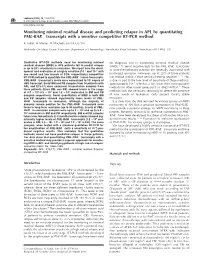 Monitoring Minimal Residual Disease and Predicting Relapse in APL By